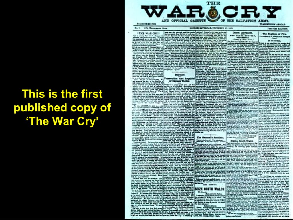 This is the first published copy of ‘The War Cry’
