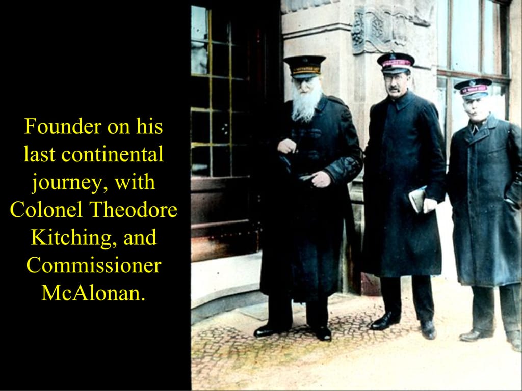 Founder on his last continental journey, with Colonel Theodore Kitching, and Commissioner McAlonan.