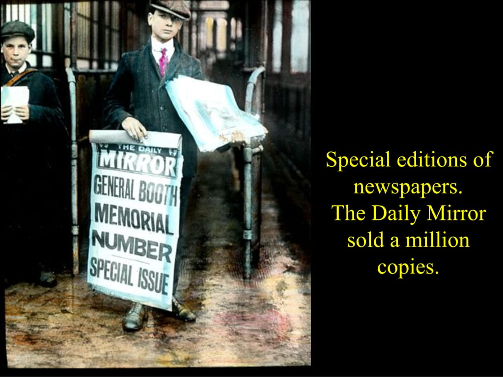 Special editions of newspapers. The Daily Mirror sold a million copies.